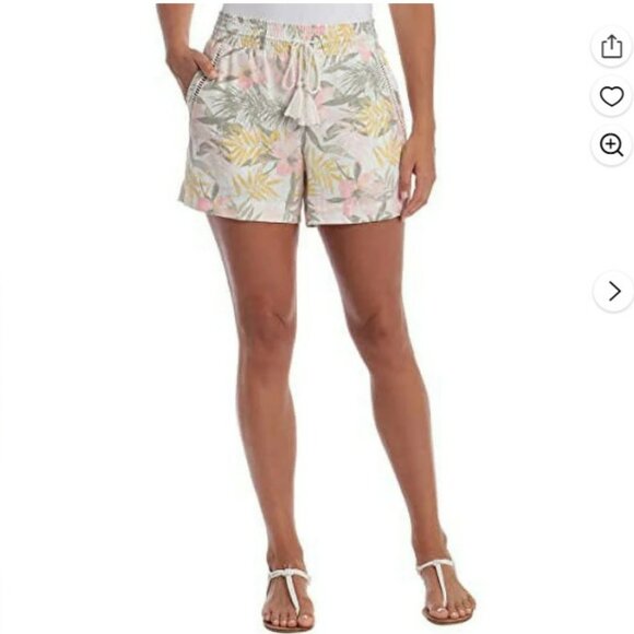 Briggs New York Linen Blend Pull-On Summer Shorts Floral - Picture 13 of 13